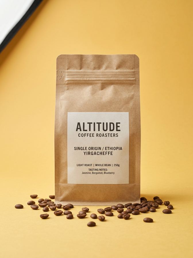 Studio-Packshot einer Kaffeeverpackung